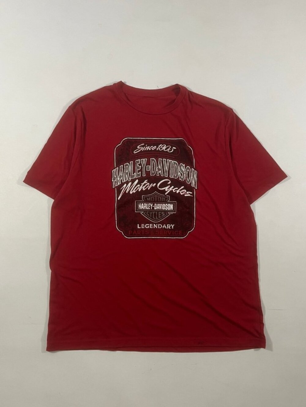 Harley-Davidson Red Since 1903 Legendary Parts & Service Dealer Tee Mann's Colu…